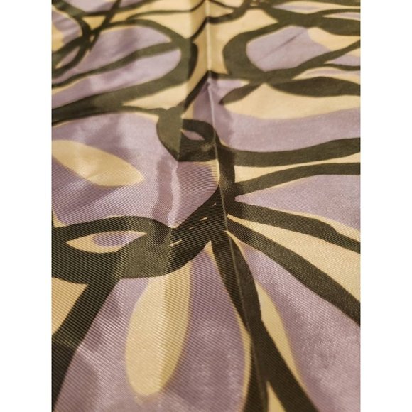 Vintage Silk Scarf Gray, Yellow Olive Green Abstract Scarf - Picture 3 of 5